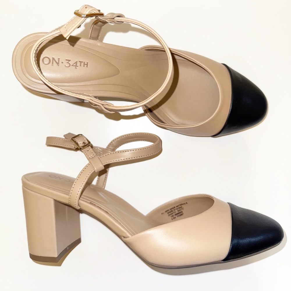 On 34th Women’s Nude Block Heel Sandals Size 9.5